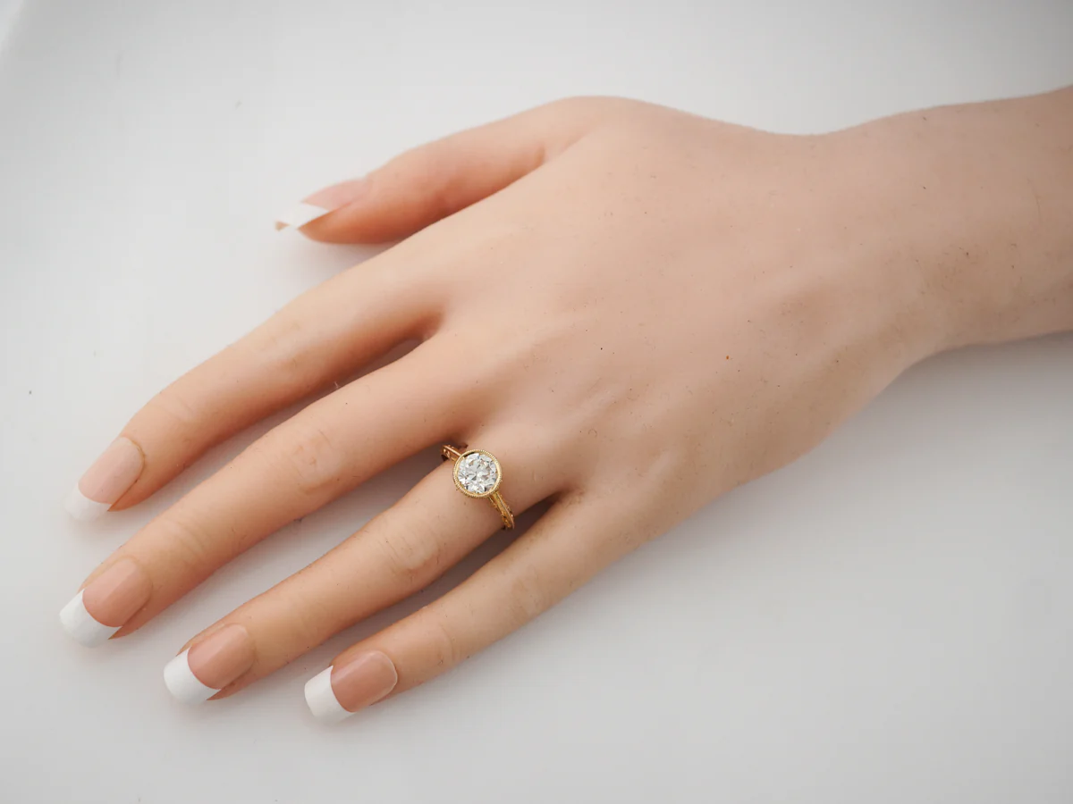 Antique Engagement Ring Art Deco 1.61 Old European Cut Diamond in 14k Yellow Gold - Image 7