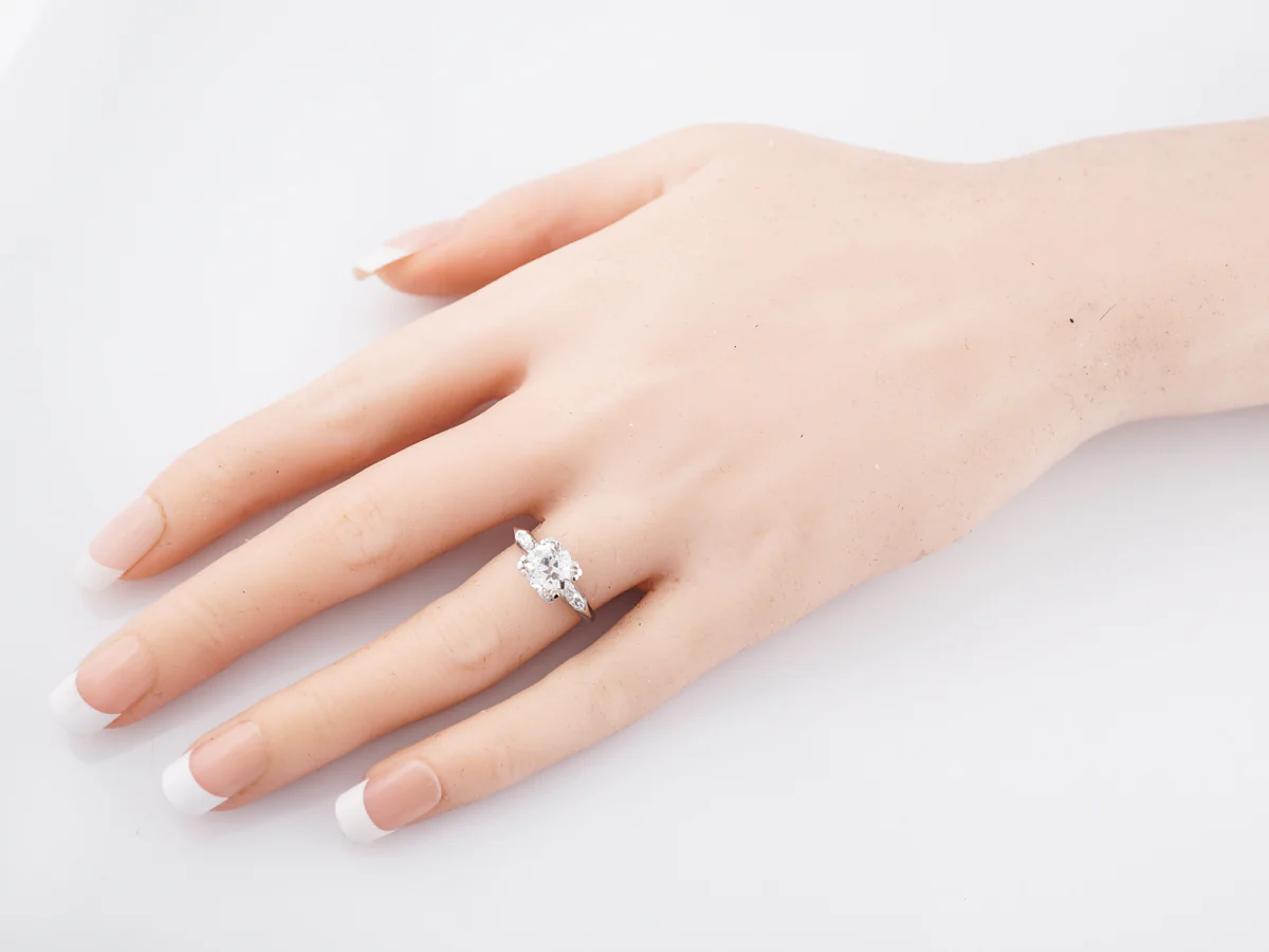 Antique Engagement Ring Art Deco 1.63 Old European Cut Diamond in Platinum - Image 8