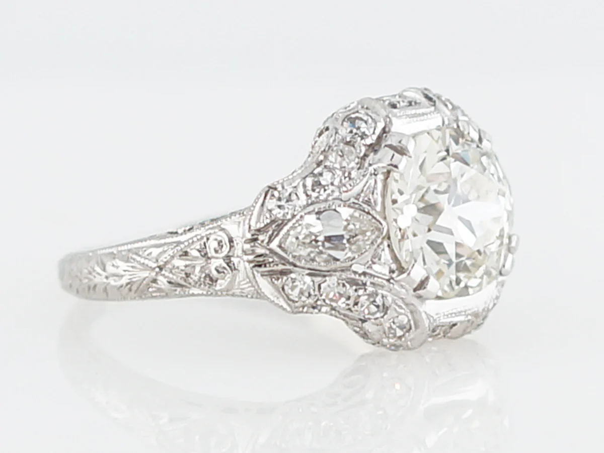 Antique Engagement Ring Art Deco 1.97 GIA Round Brilliant Cut Diamond in Platinum - Image 3