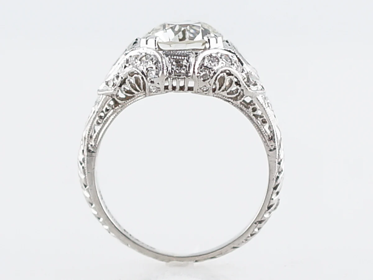 Antique Engagement Ring Art Deco 1.97 GIA Round Brilliant Cut Diamond in Platinum - Image 4
