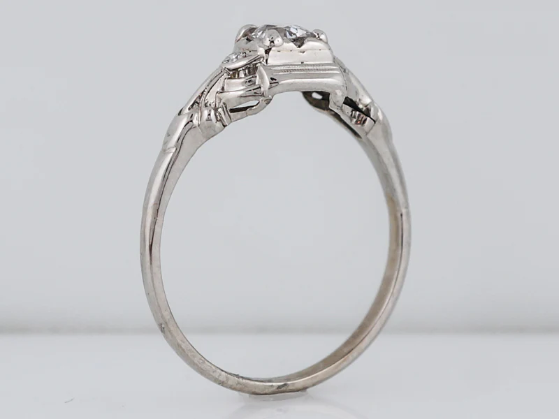 Antique Engagement Ring Art Deco .25 Old European Cut Diamond in 18k White Gold - Image 5
