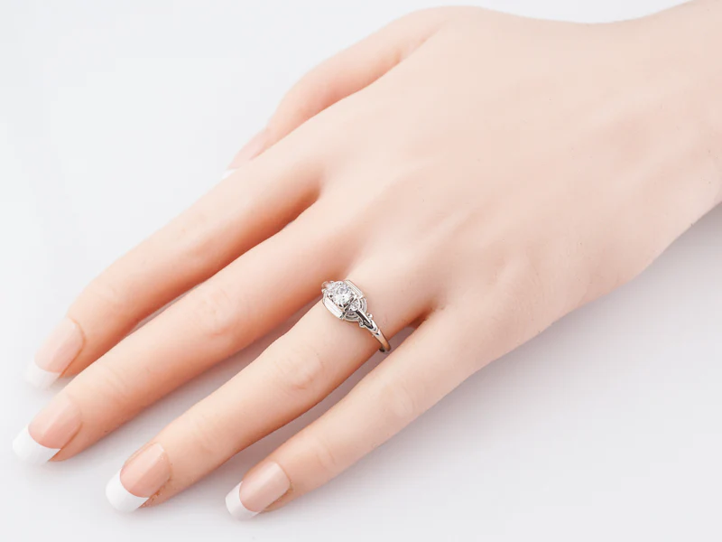 Antique Engagement Ring Art Deco .25 Old European Cut Diamond in 18k White Gold - Image 8
