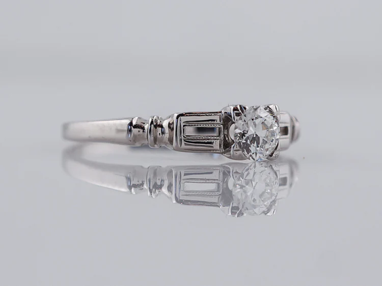 Antique Engagement Ring Art Deco .25ct Old European Cut Diamond in 18k White Gold - Image 2