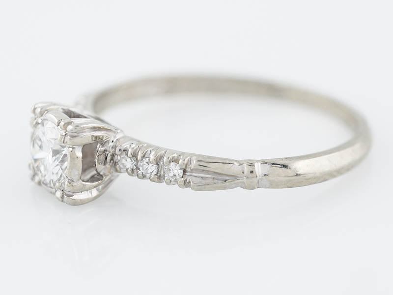 Antique Engagement Ring Art Deco .30 Round Brilliant Cut Diamond in 18k White Gold - Image 2