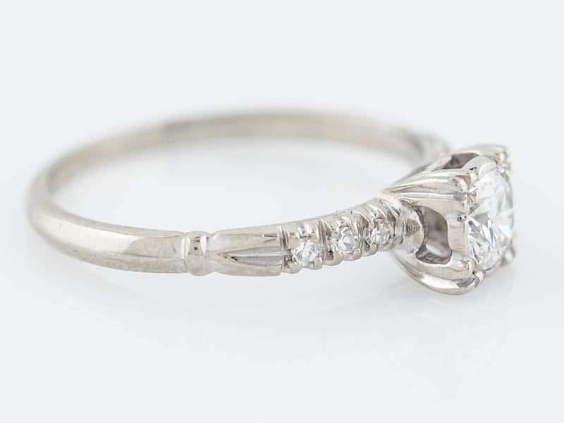 Antique Engagement Ring Art Deco .30 Round Brilliant Cut Diamond in 18k White Gold - Image 3