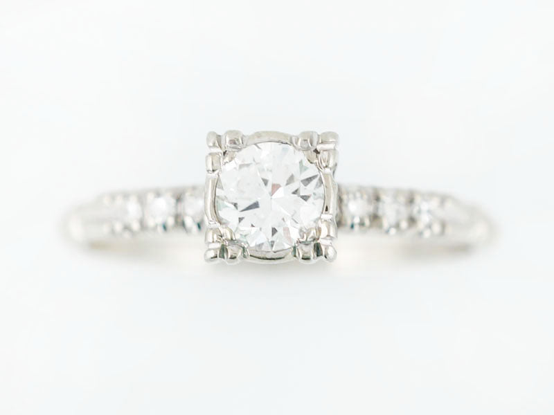 Antique Engagement Ring Art Deco .30 Round Brilliant Cut Diamond in 18k White Gold - Image 5