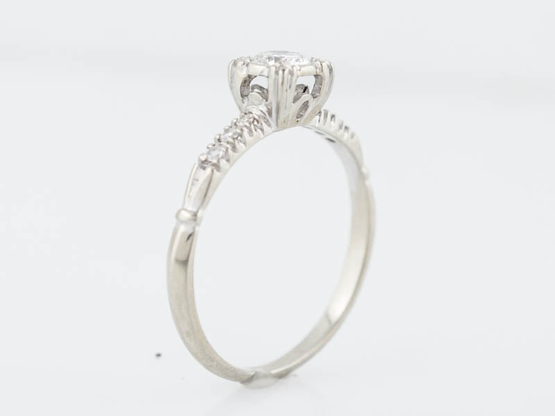 Antique Engagement Ring Art Deco .30 Round Brilliant Cut Diamond in 18k White Gold - Image 6
