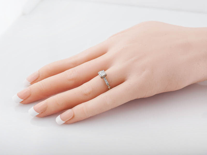 Antique Engagement Ring Art Deco .30 Round Brilliant Cut Diamond in 18k White Gold - Image 8