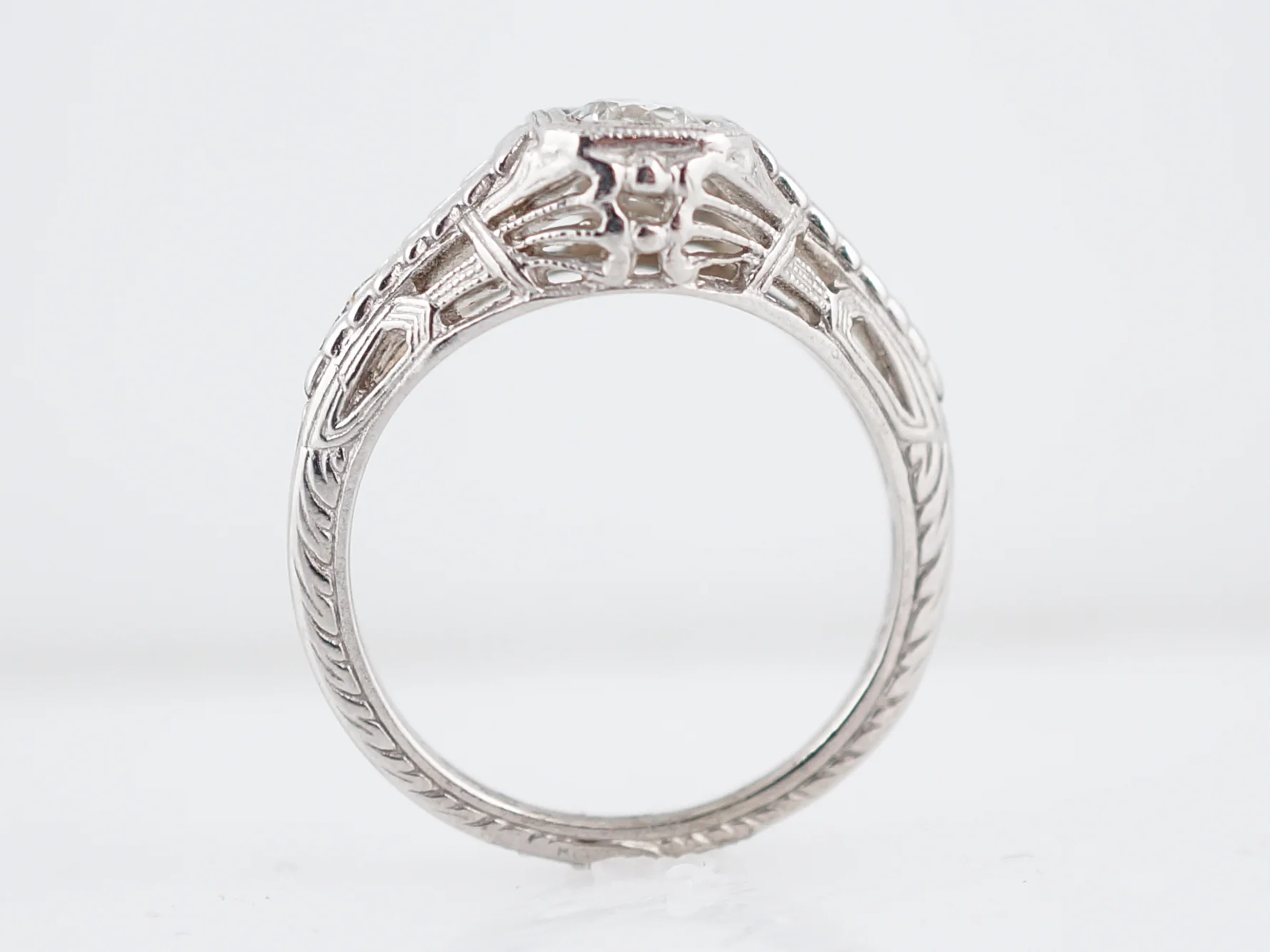 Antique Engagement Ring Art Deco .36 Old European Cut Diamond in 14k White Gold - Image 6