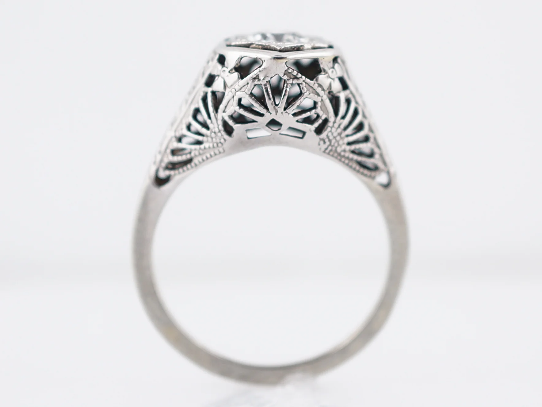 Antique Engagement Ring Art Deco .49 Old European Cut Diamond in 18k White Gold - Image 6