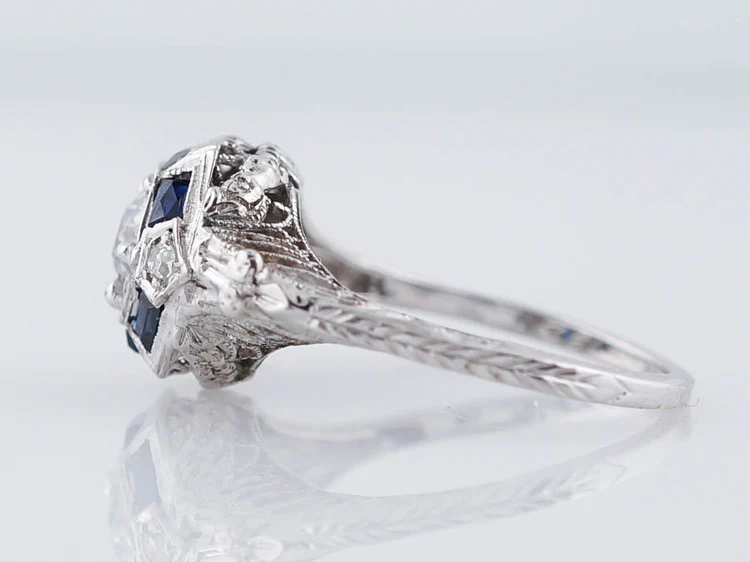 Antique Engagement Ring Art Deco .51ct Old European Cut Diamond in 18k White Gold - Image 5