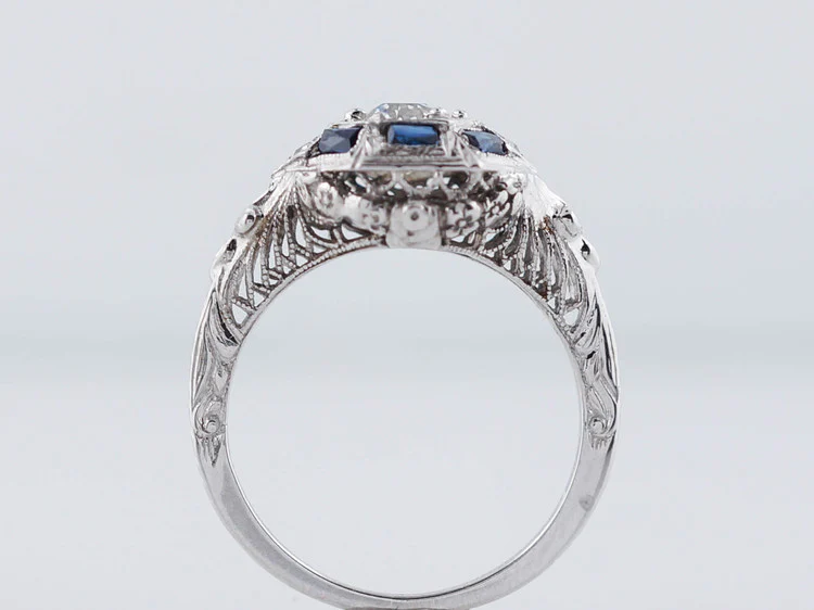 Antique Engagement Ring Art Deco .51ct Old European Cut Diamond in 18k White Gold - Image 6