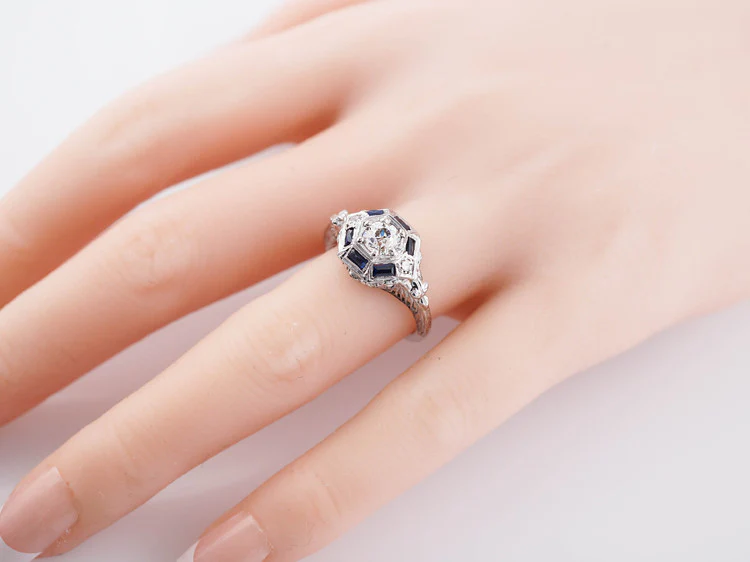 Antique Engagement Ring Art Deco .51ct Old European Cut Diamond in 18k White Gold - Image 8