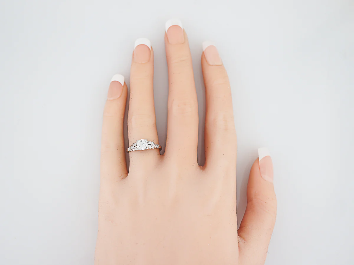 Antique Engagement Ring Art Deco .52 Round Brilliant Cut Diamond in Platinum - Image 7