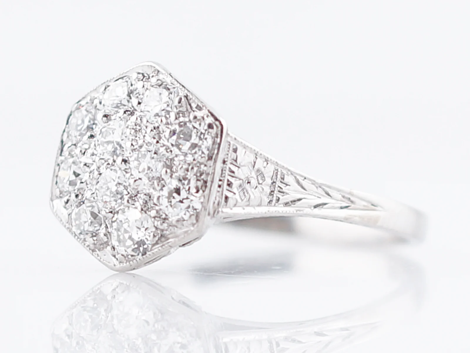 Antique Engagement Ring Art Deco .55 Old European Cut Diamonds in Platinum - Image 2