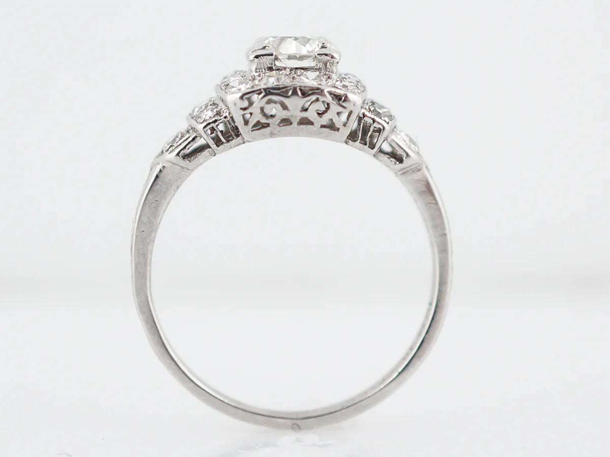 Antique Engagement Ring Art Deco .60 Old European Cut Diamond in Platinum - Image 5