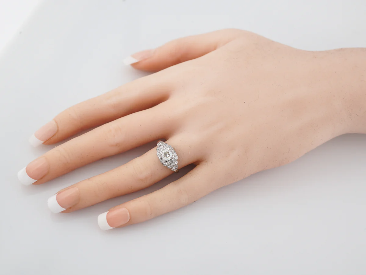 Antique Engagement Ring Art Deco .60 Old European Cut Diamond in Platinum - Image 7