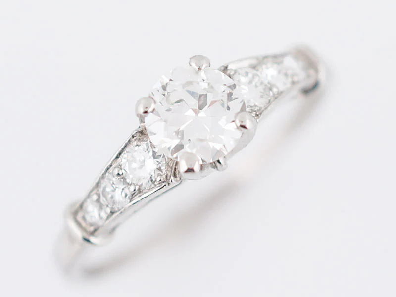 Antique Engagement Ring Art Deco .60 Round Brilliant Cut Diamond in Platinum - Image 4