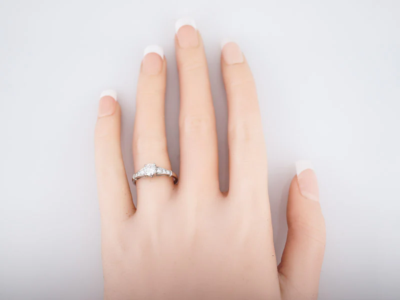Antique Engagement Ring Art Deco .60 Round Brilliant Cut Diamond in Platinum - Image 7