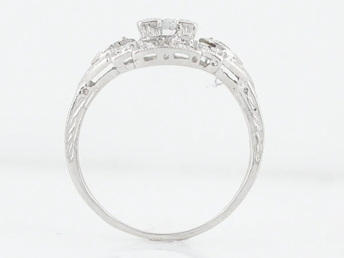 Antique Engagement Ring Art Deco .61 Round Brilliant Cut Diamond in Platinum - Image 5