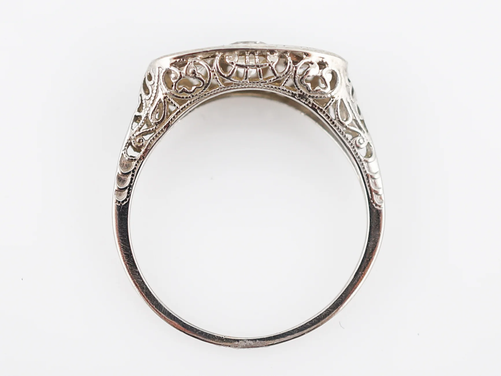 Antique Engagement Ring Art Deco .64 Old European Cut Diamond in 18k White Gold - Image 6