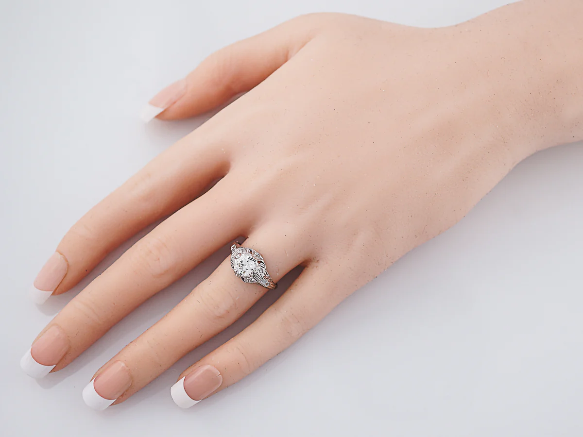 Antique Engagement Ring Art Deco .68 Old European Cut Diamond in 18K White Gold - Image 7