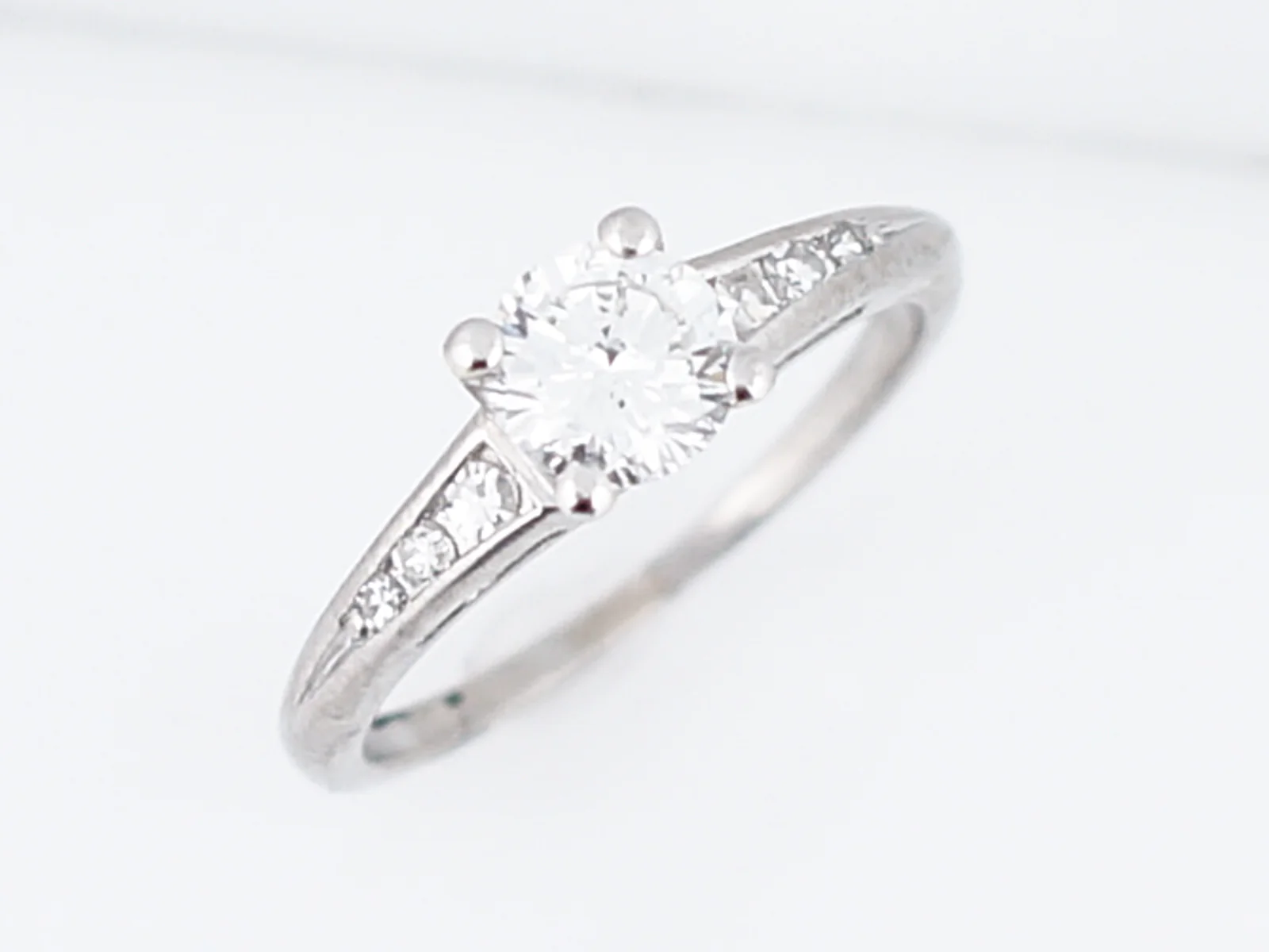 Antique Engagement Ring Art Deco .70 Round Brilliant Cut Diamond in Platinum - Image 4