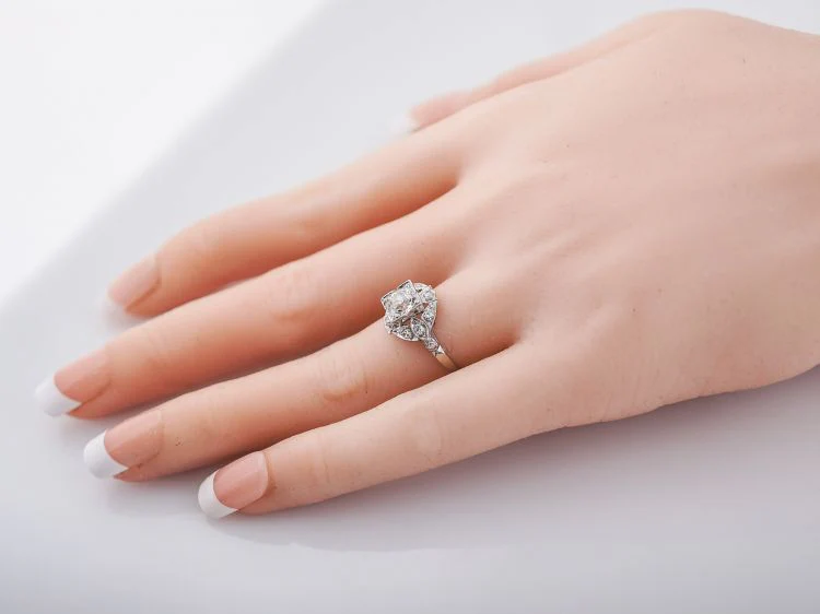 Antique Engagement Ring Art Deco .75 Old European Cut Diamond in Platinum - Image 7