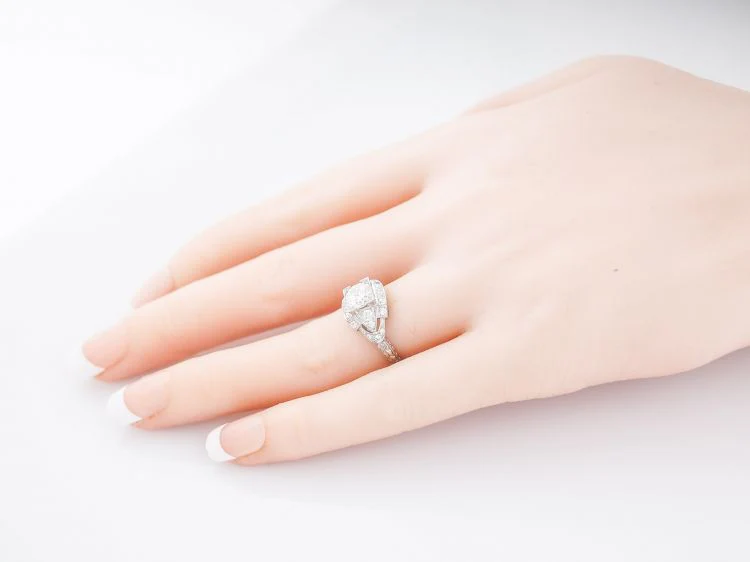 Antique Engagement Ring Art Deco .77 Round Brilliant Cut Diamond in 14k White Gold - Image 7