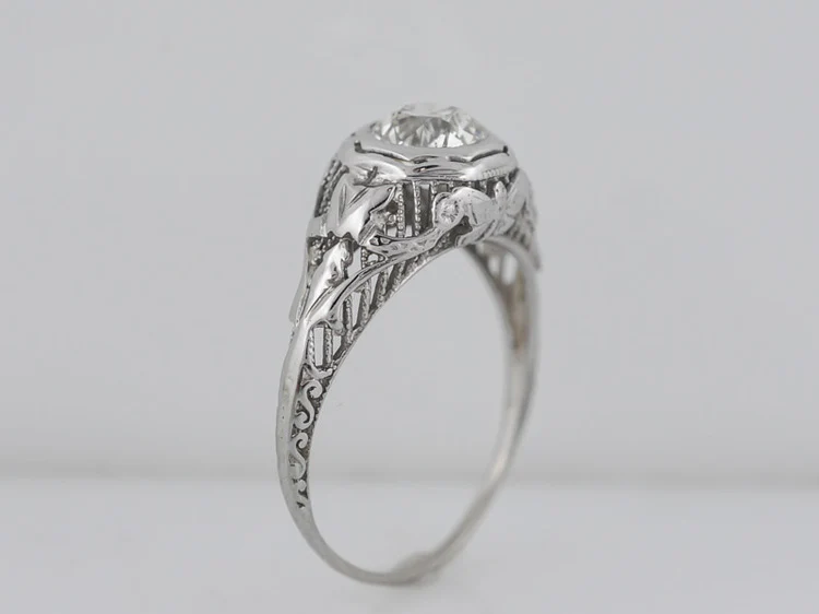 Antique Engagement Ring Art Deco .78ct Old European Cut Diamond in 18k White Gold - Image 6