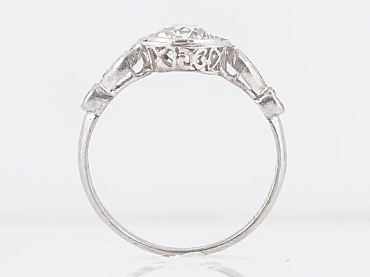 Antique Engagement Ring Art Deco .83 Old European Cut Diamond in Platinum - Image 5