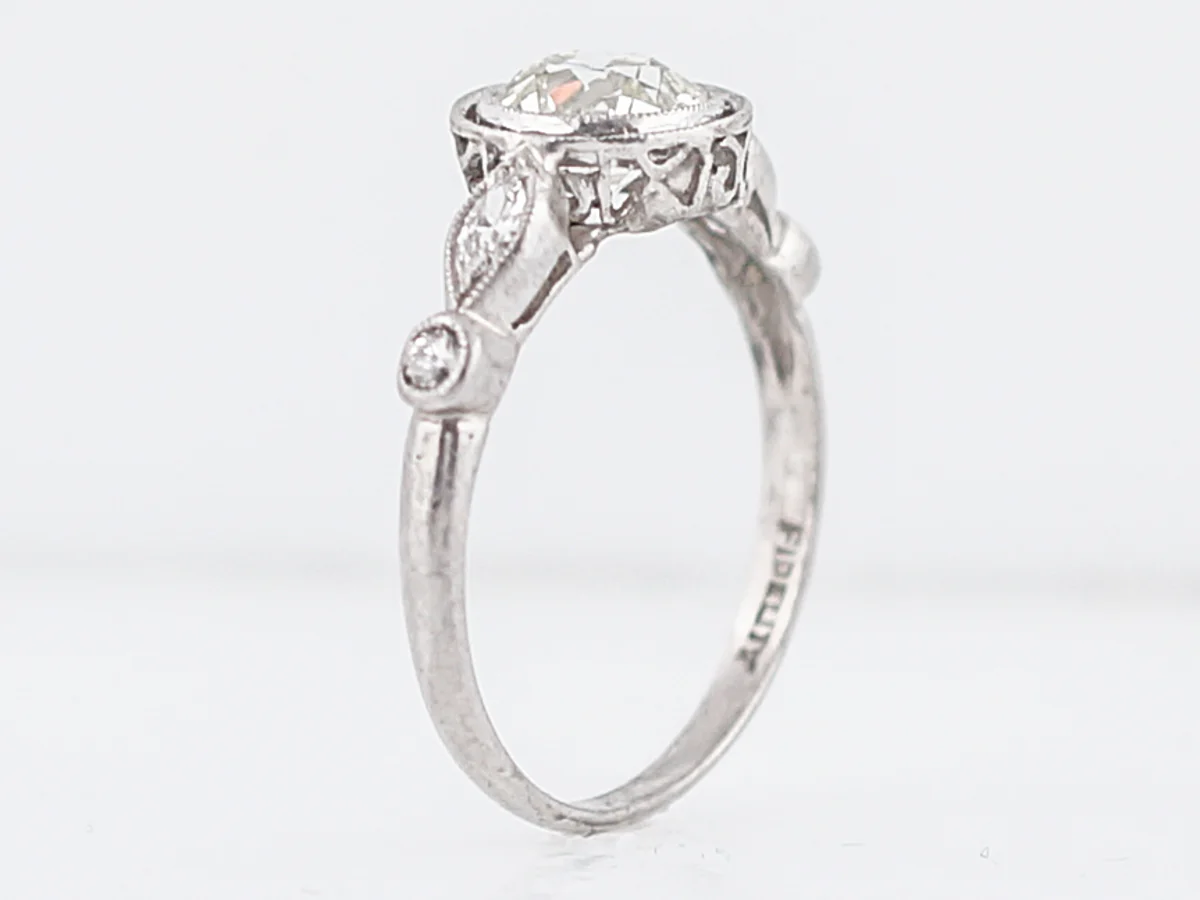 Antique Engagement Ring Art Deco .83 Old European Cut Diamond in Platinum - Image 6