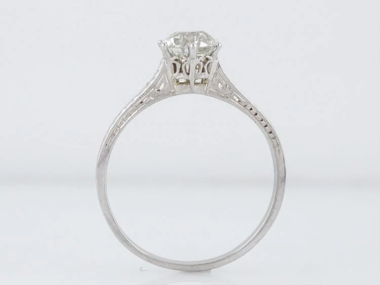 Antique Engagement Ring Art Deco .93 Old European Cut Diamond in 14k White Gold - Image 6