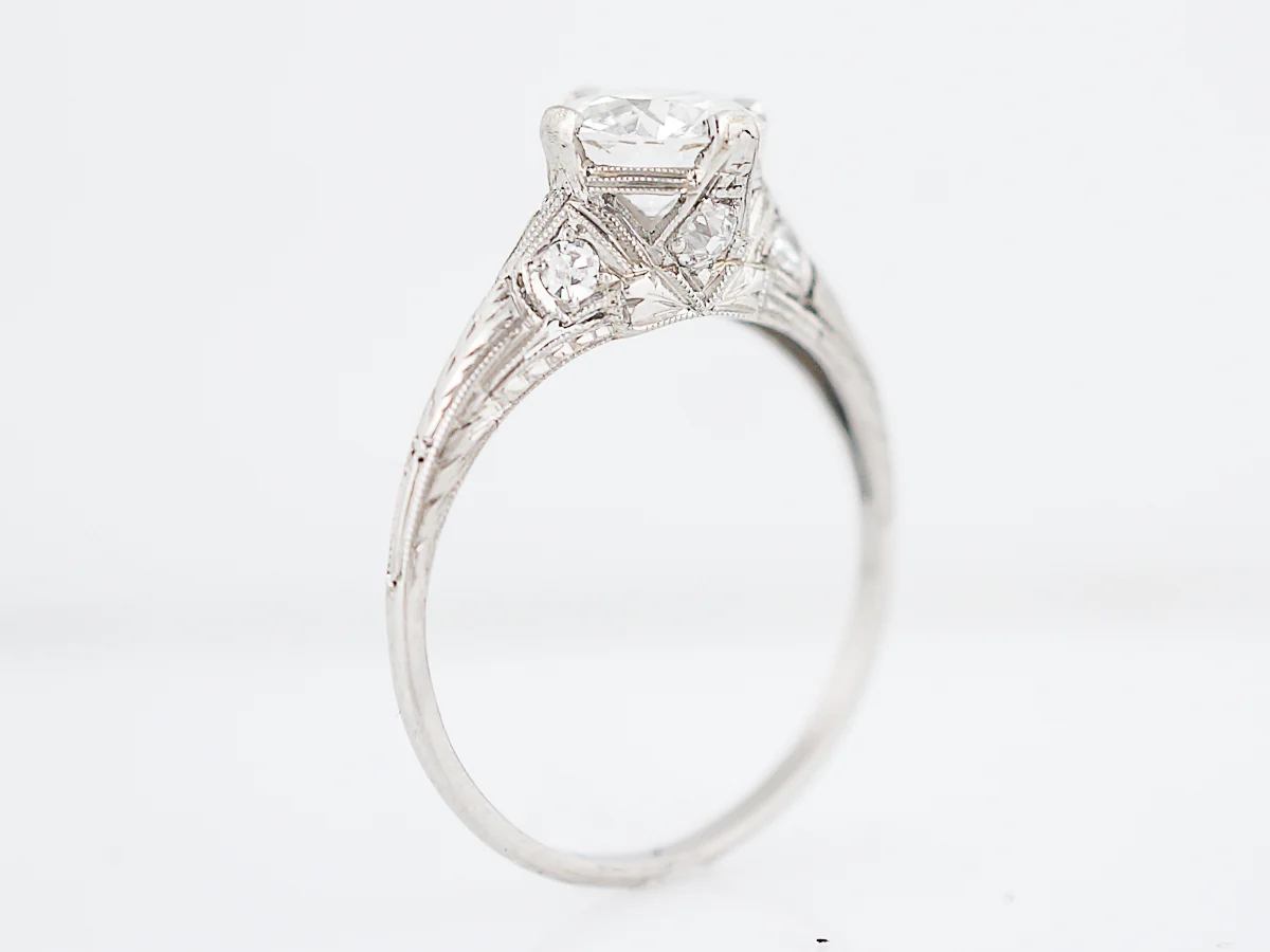 Antique Engagement Ring Art Deco GIA Certified 1.01 Old European Cut Diamond in Platinum - Image 4