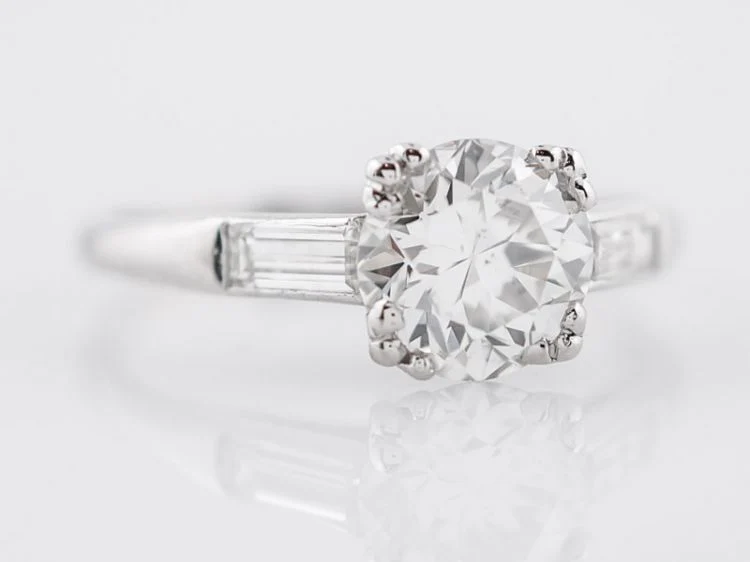 Antique Engagement Ring Art Deco GIA 1.49 Round Brilliant Cut Diamond in Platinum - Image 2