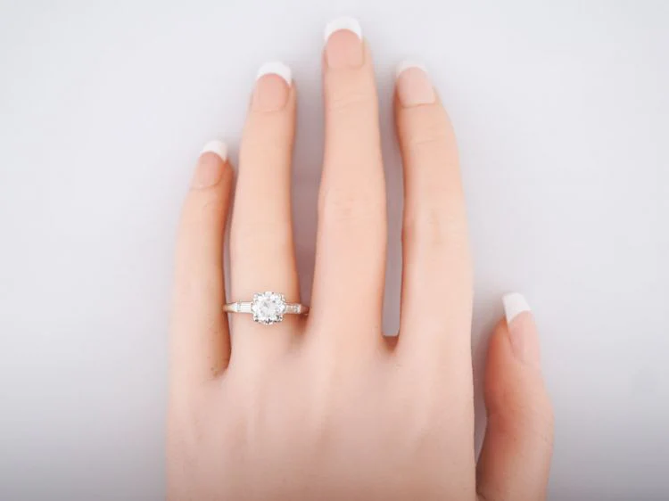 Antique Engagement Ring Art Deco GIA 1.49 Round Brilliant Cut Diamond in Platinum - Image 7