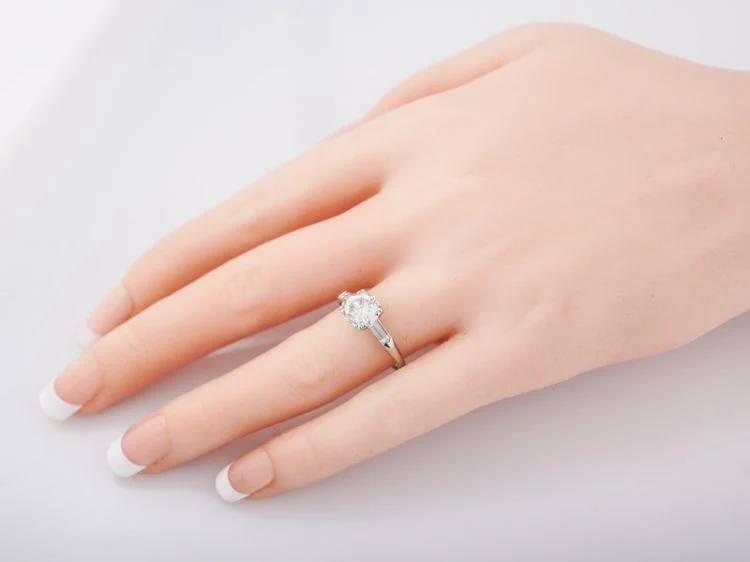 Antique Engagement Ring Art Deco GIA 1.49 Round Brilliant Cut Diamond in Platinum - Image 8