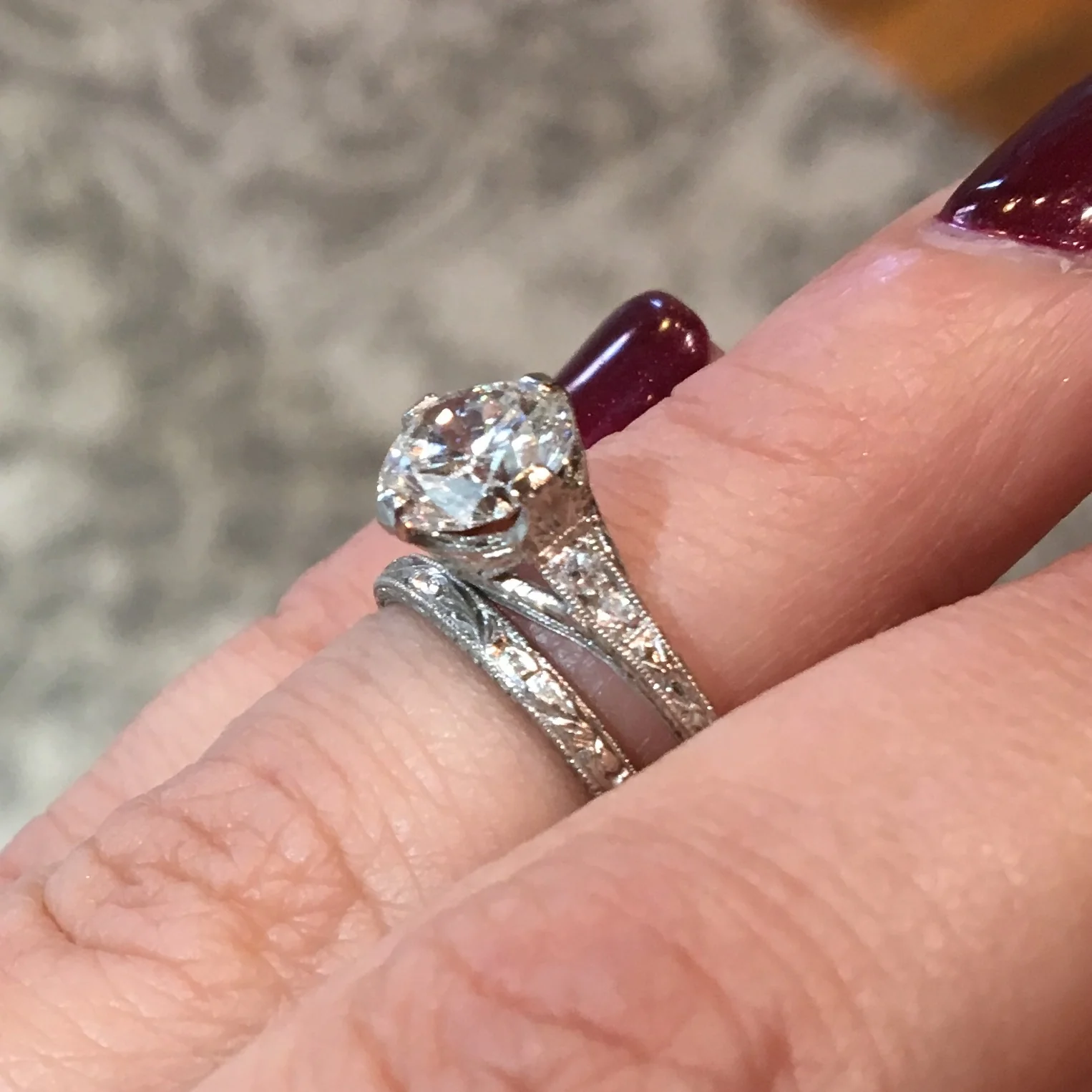 Antique Engagement Ring Art Deco GIA 1.50 Round Brilliant Cut Diamond in Platinum - Image 2