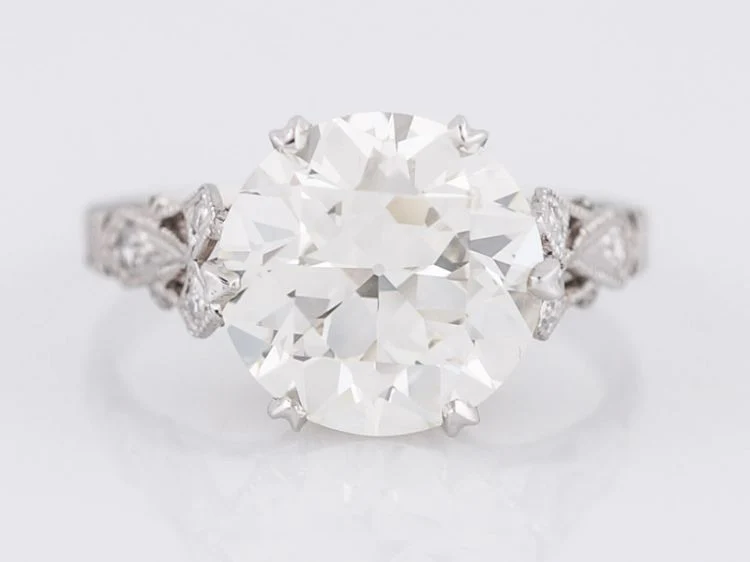 Antique Engagement Ring Art Deco GIA 3.48 Old European Cut Diamond in Platinum - Image 2