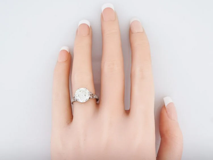 Antique Engagement Ring Art Deco GIA 3.48 Old European Cut Diamond in Platinum - Image 7