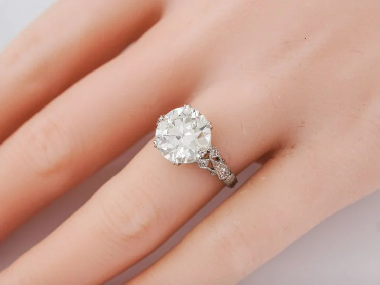 Antique Engagement Ring Art Deco GIA 3.48 Old European Cut Diamond in Platinum - Image 8