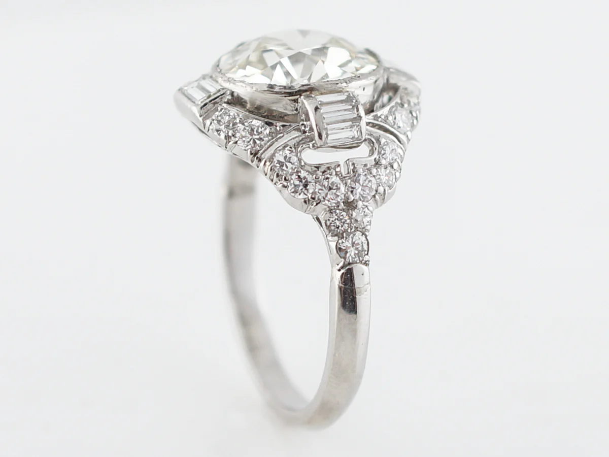 **RTV**Antique Engagement Ring Art Deco GIA 4.24 Old European Cut Diamond in Platinum - Image 5