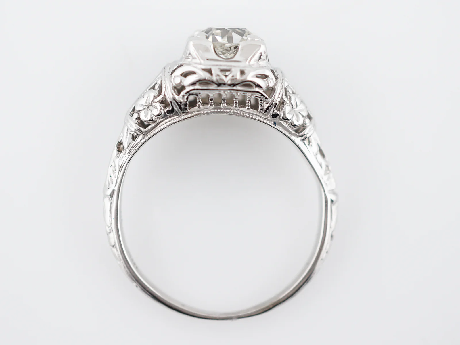 Antique Engagement Ring Art Deco .79 Old European Cut Diamond in 18K White Gold - Image 6