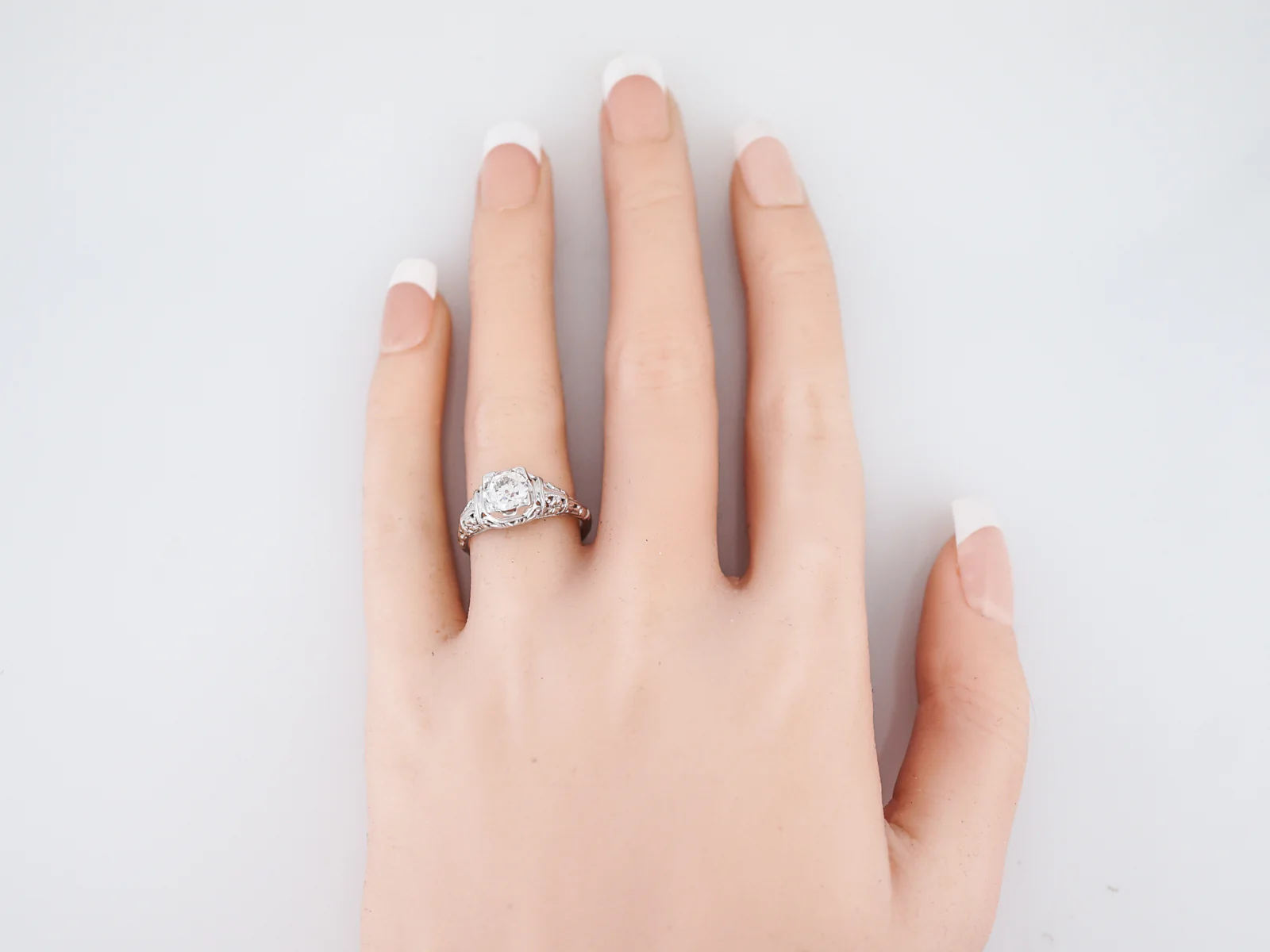 Antique Engagement Ring Art Deco .79 Old European Cut Diamond in 18K White Gold - Image 7