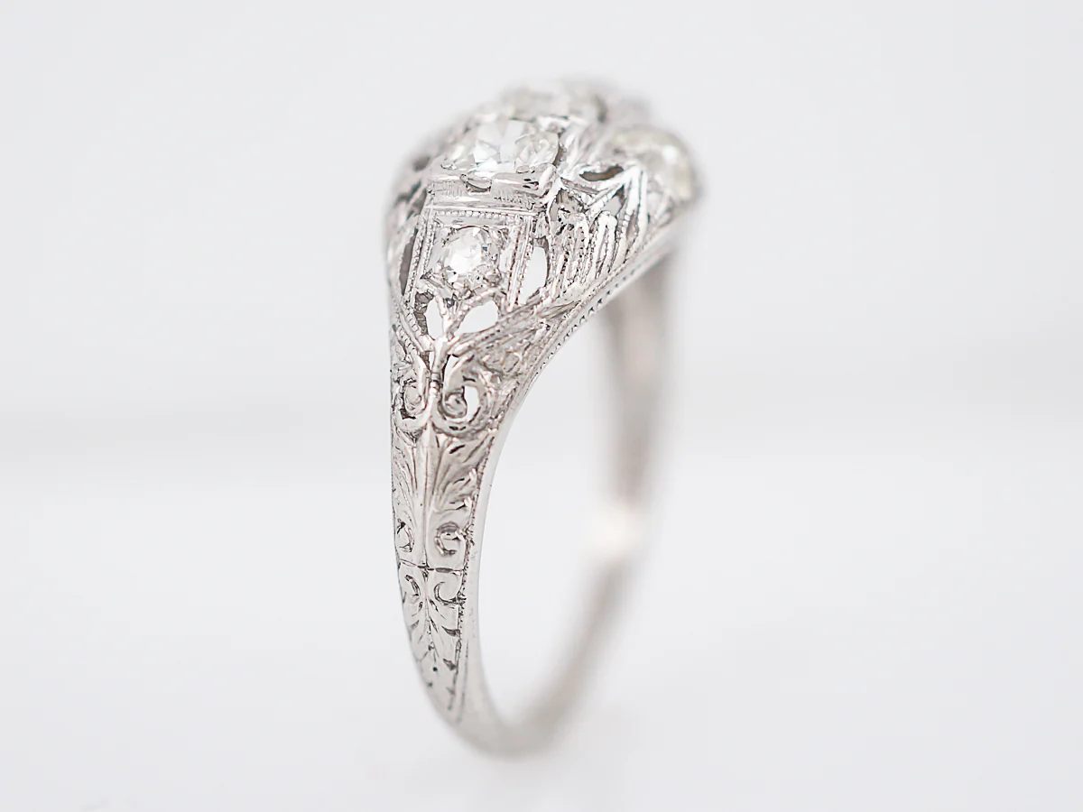 Antique Engagement Ring Edwardian .61 Old European Cut Diamonds in 19k White Gold - Image 6