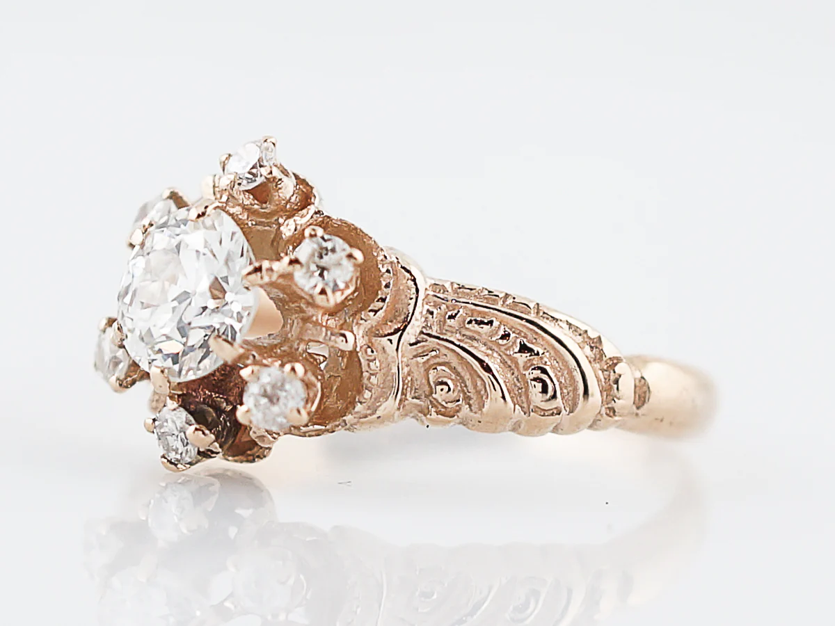 Antique Engagement Ring Late Art Deco .53 Old European Diamond in 14k Yellow Gold - Image 3
