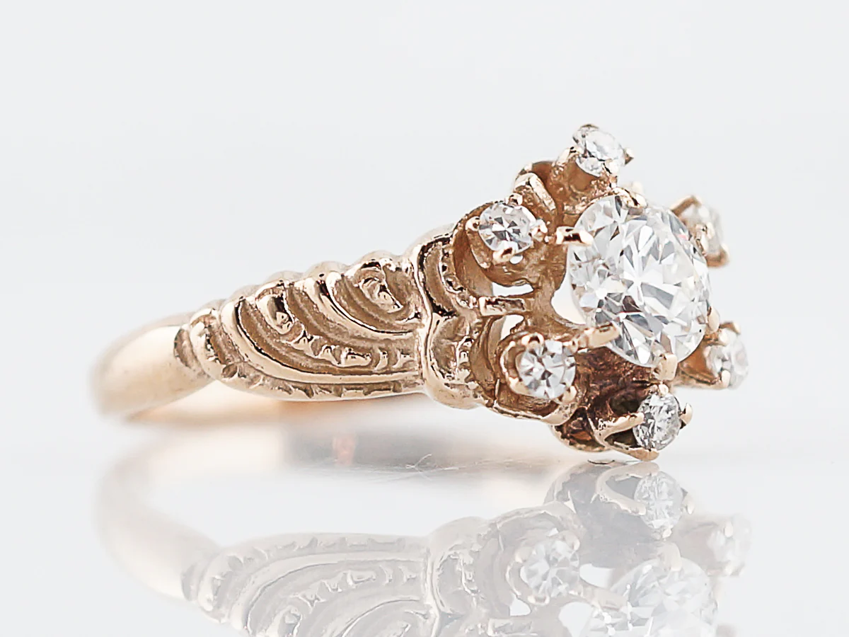 Antique Engagement Ring Late Art Deco .53 Old European Diamond in 14k Yellow Gold - Image 4