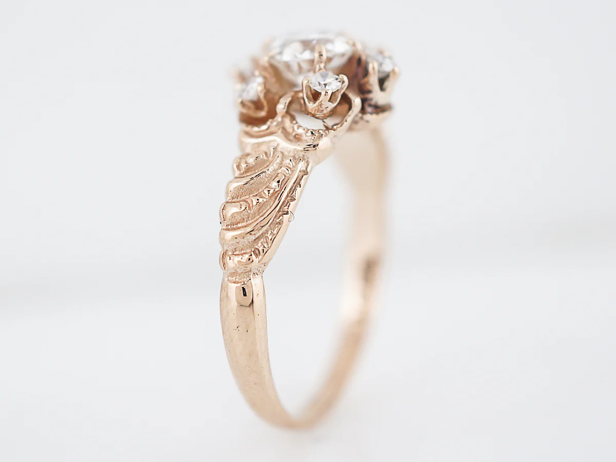 Antique Engagement Ring Late Art Deco .53 Old European Diamond in 14k Yellow Gold - Image 6