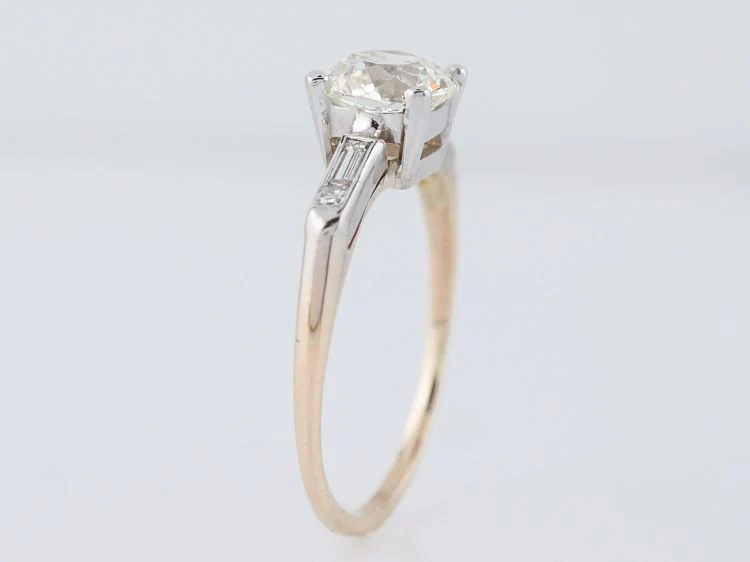 Antique Engagement Ring Retro 1.01 Old European Cut Diamond in 14k Yellow & White Gold - Image 6