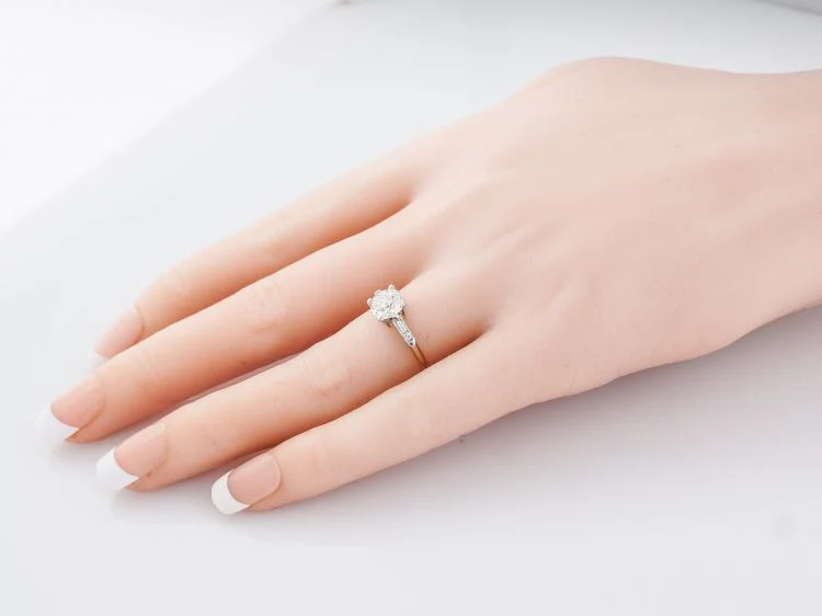 Antique Engagement Ring Retro 1.01 Old European Cut Diamond in 14k Yellow & White Gold - Image 8